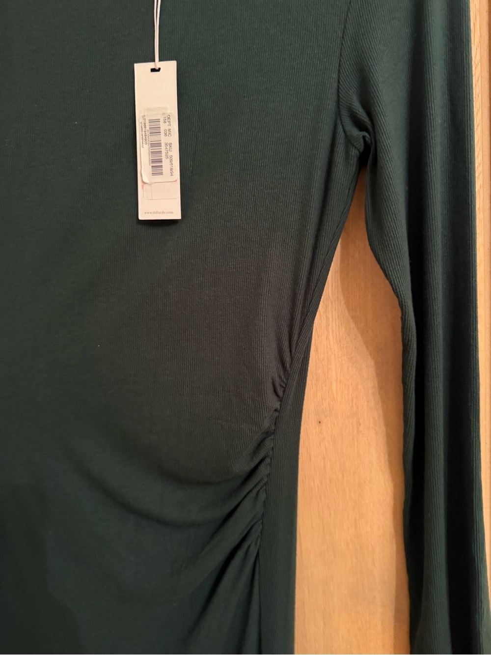 Everlane Long Sleeve Ruched Maxi Dress - Dark Green - Picture 4 of 7